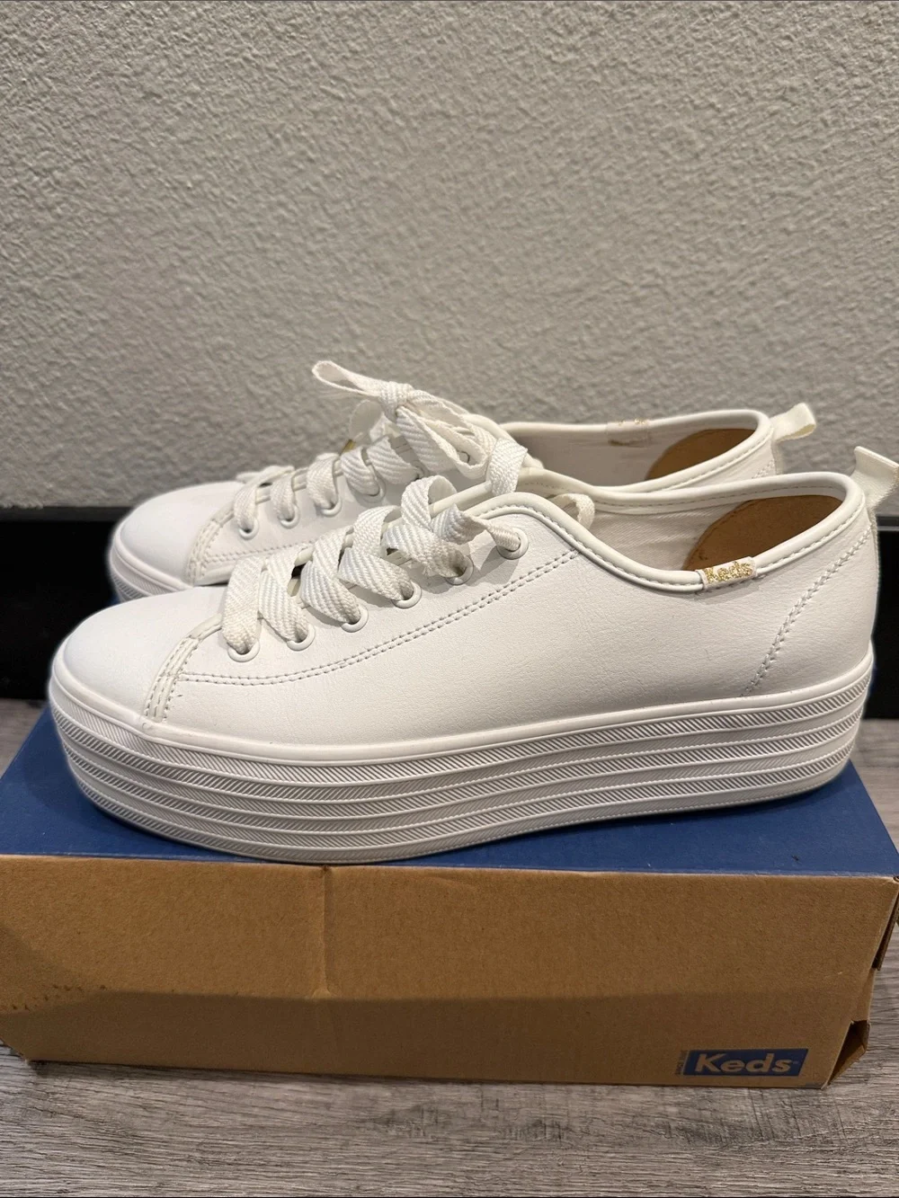 Keds White Women's Platform Lace-Up Sneakers